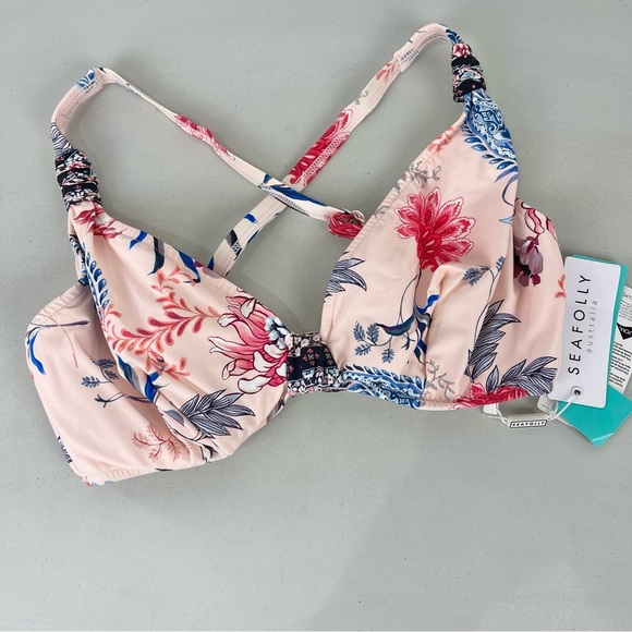 NEW Seafolly Water Garden Convertible Cross Back Bikini Top Underwire Sz 4 US - Picture 1 of 11
